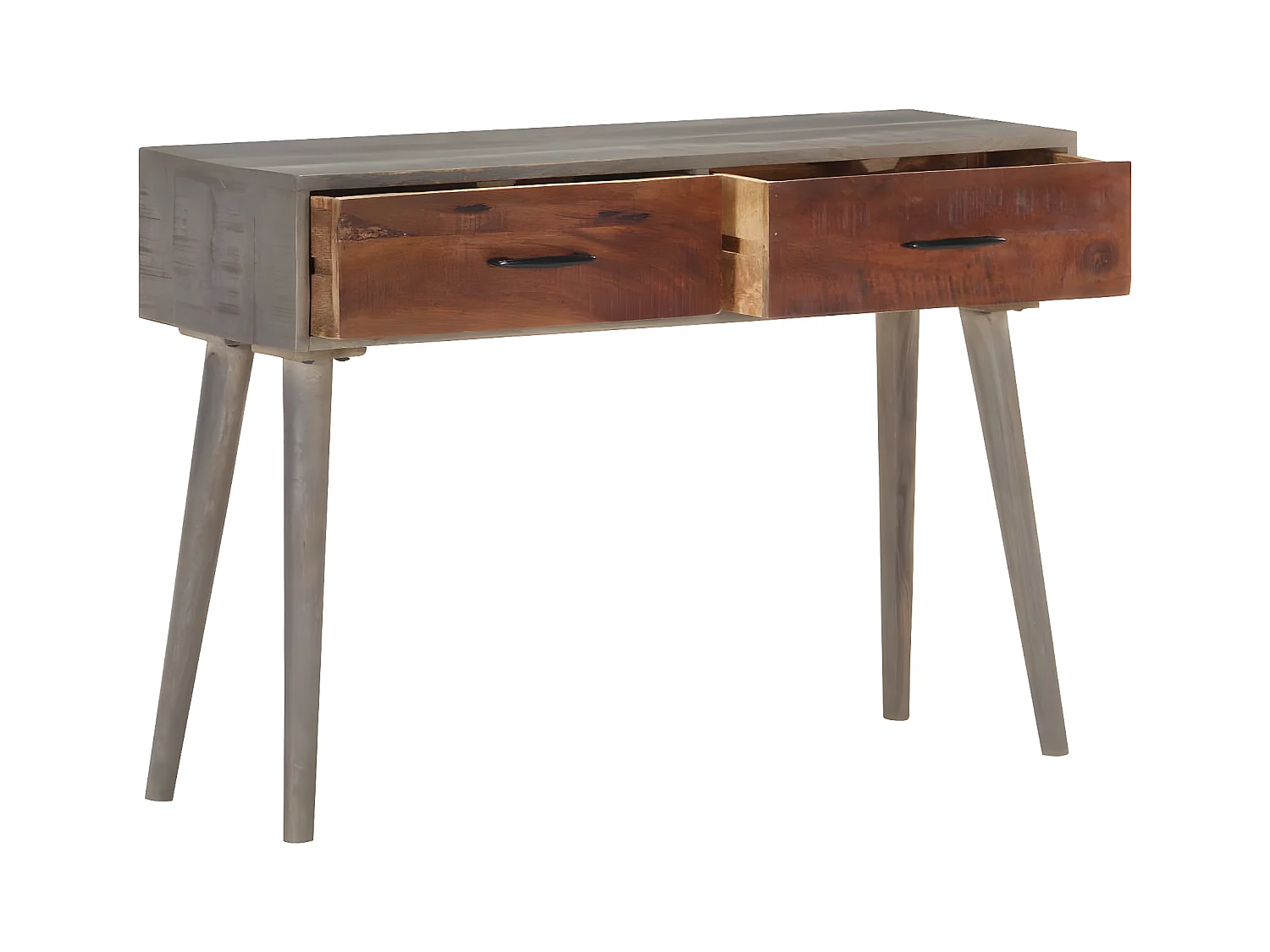 Mesa consola 110x35x75 cm mangueira maciça áspera cinzento PT271827
