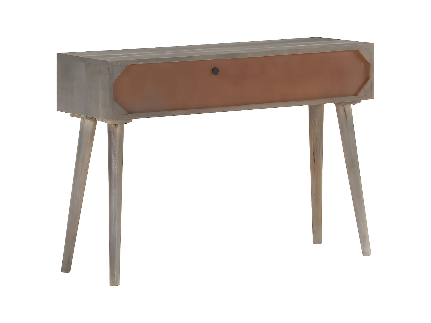 Mesa consola 110x35x75 cm mangueira maciça áspera cinzento PT271827