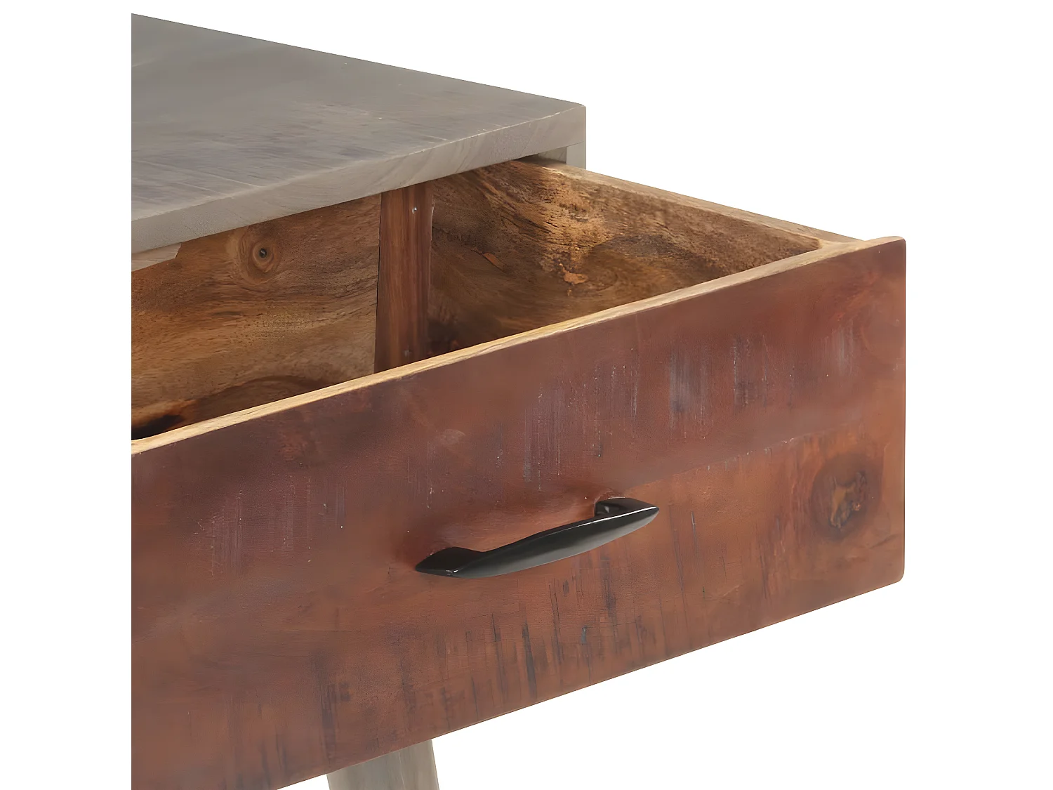 Mesa consola 110x35x75 cm mangueira maciça áspera cinzento PT271827