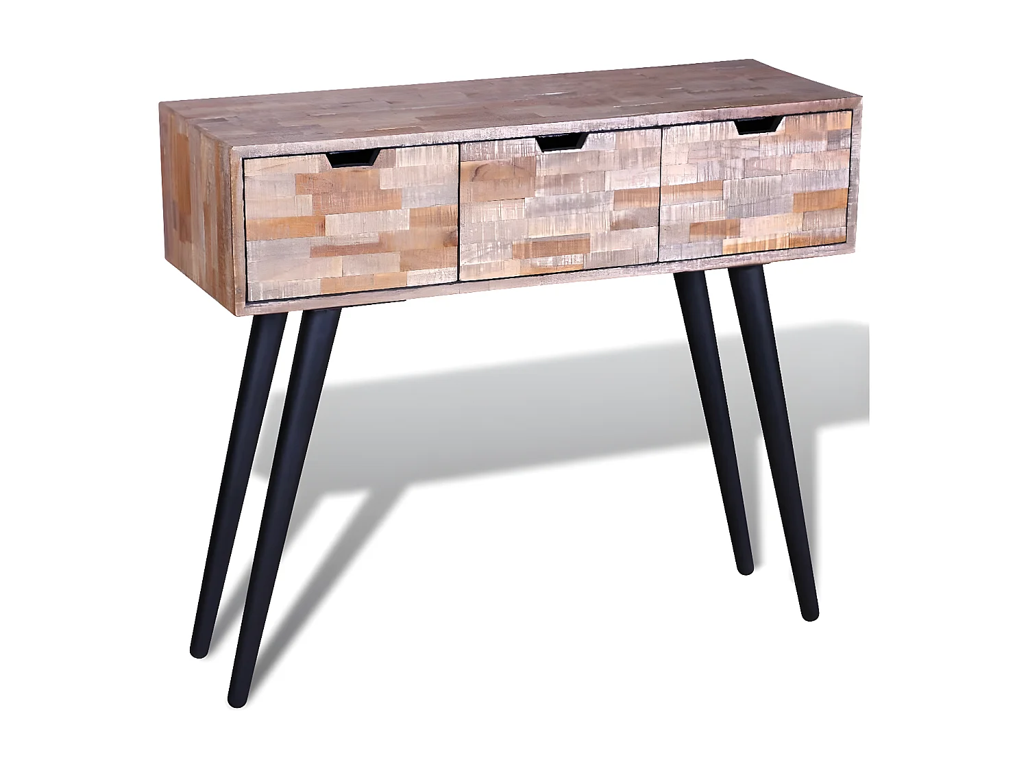 Konsolentisch,Flurtisch mit 3 Schubladen Altholz Teak -gkd453044