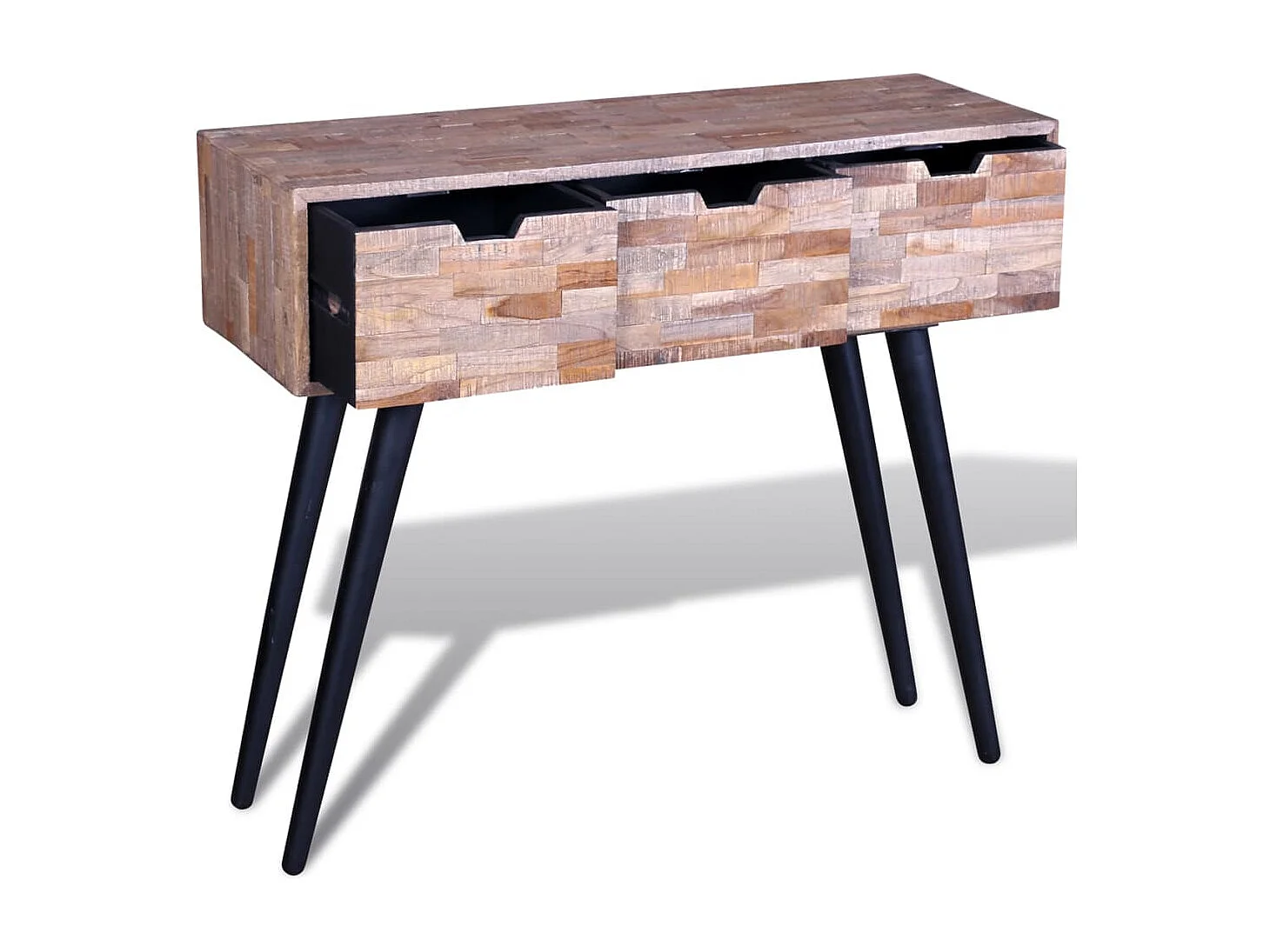 Konsolentisch,Flurtisch mit 3 Schubladen Altholz Teak -gkd453044