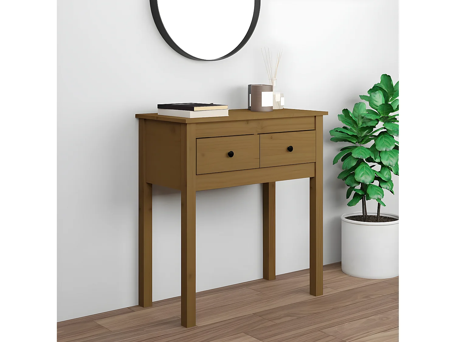 Wandtafel 70x35x75 cm massief grenenhout honingbruin NL624432