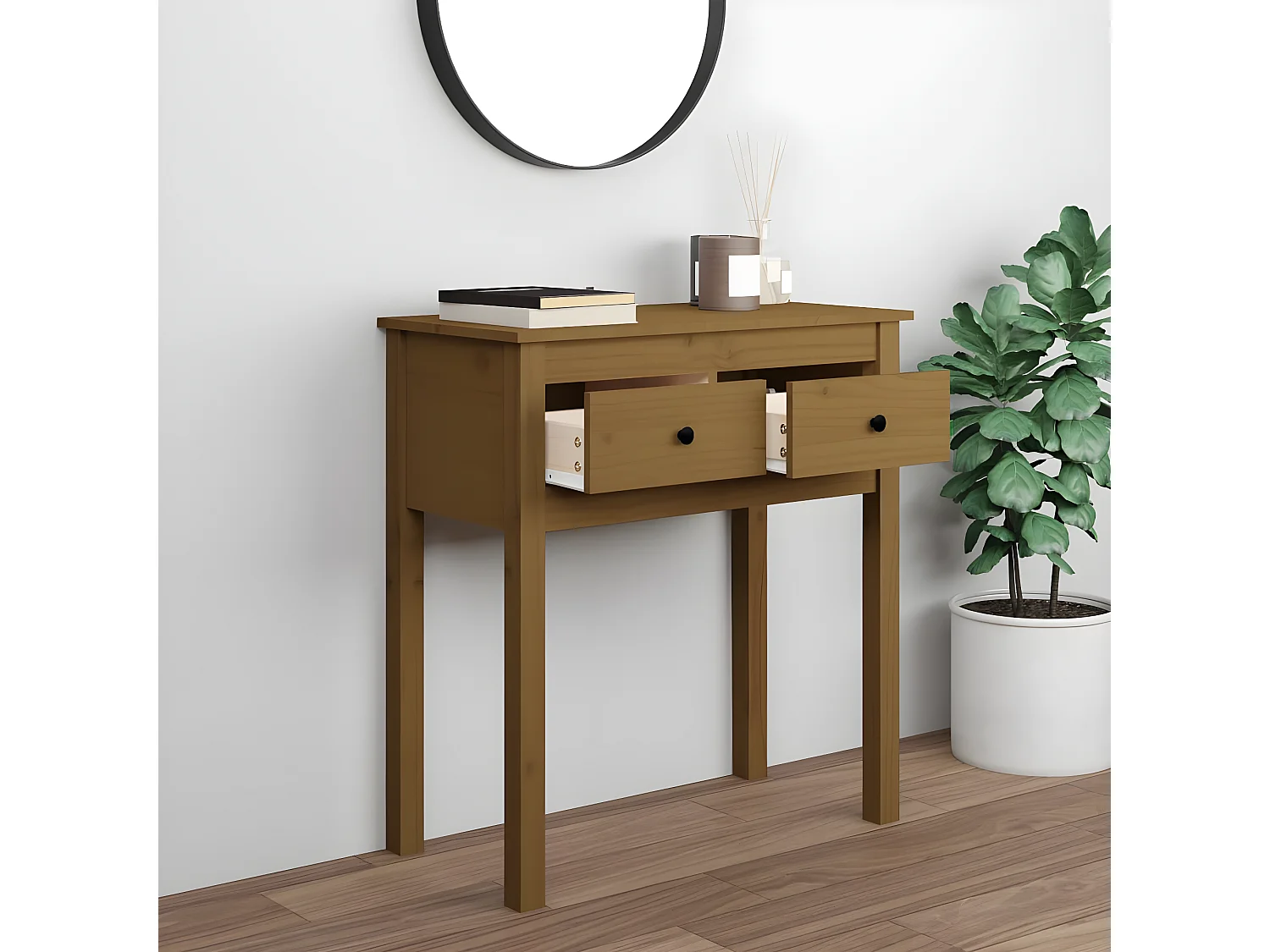 Wandtafel 70x35x75 cm massief grenenhout honingbruin NL624432