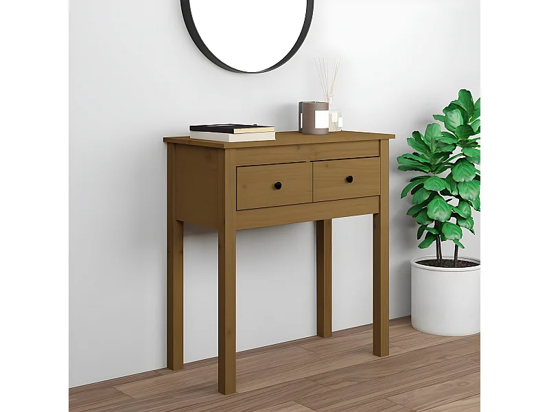 Konsolentisch,Flurtisch Honigbraun 70x35x75 cm Massivholz Kiefer -gkd795566