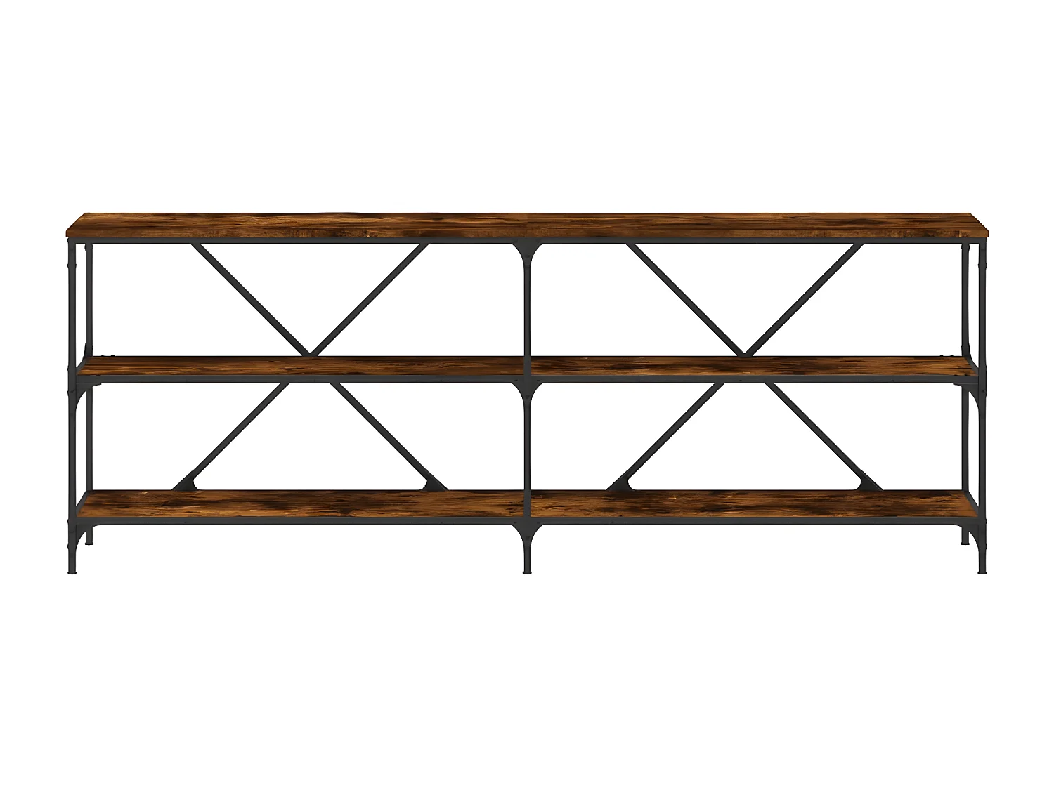 Table console chêne fumé 200x30x75 cm bois d'ingénierie et fer GHR42135