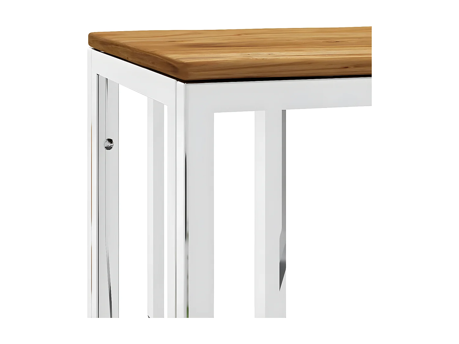 Wandtafel roestvrij staal en massief acaciahout zilverkleurig NL432521