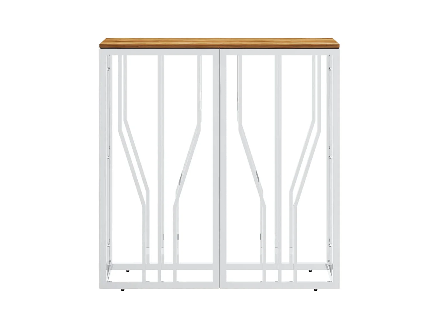 Table console argenté acier inoxydable et bois massif d'acacia GHR98768