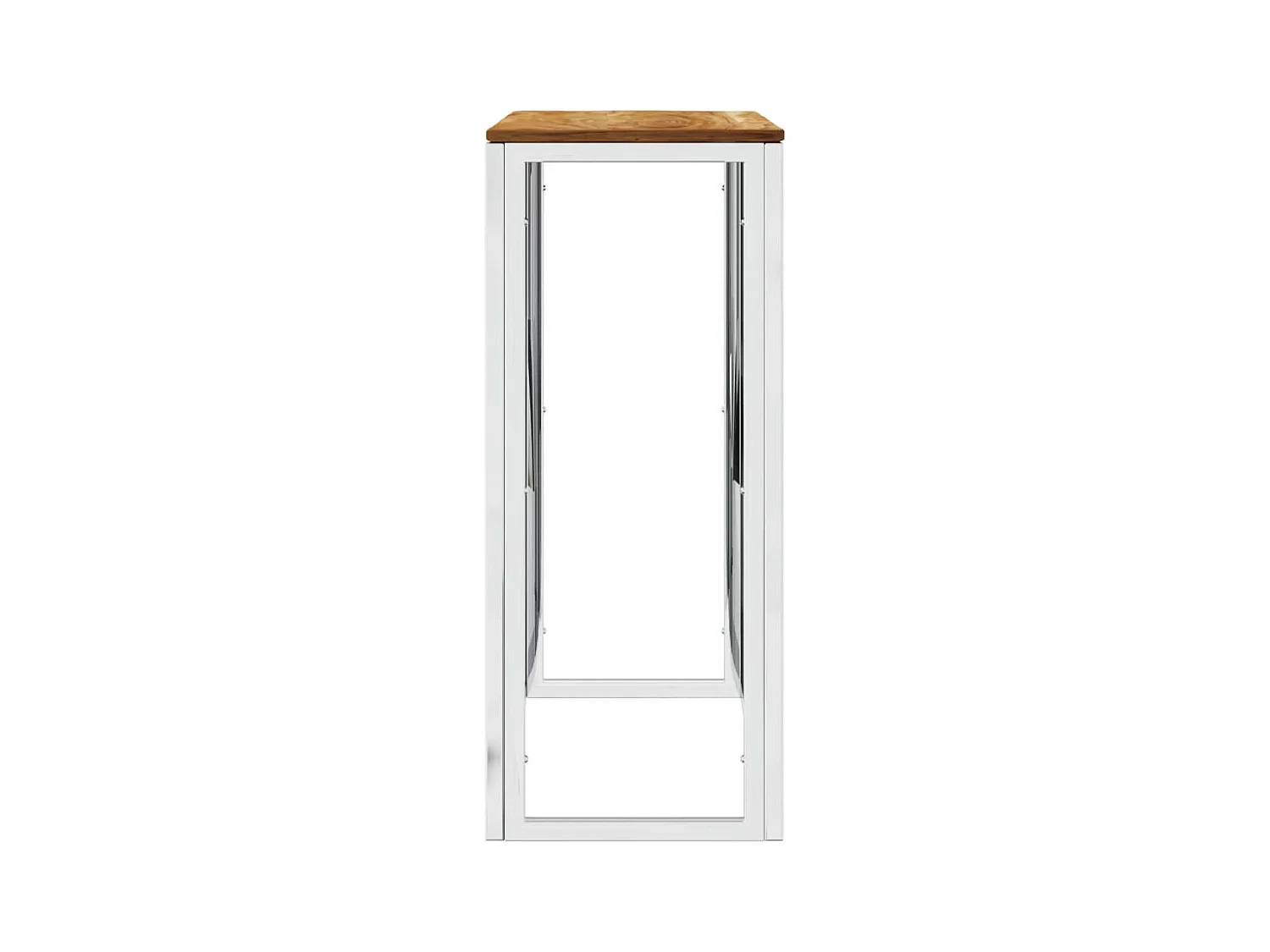Table console argenté acier inoxydable et bois massif d'acacia GHR98768