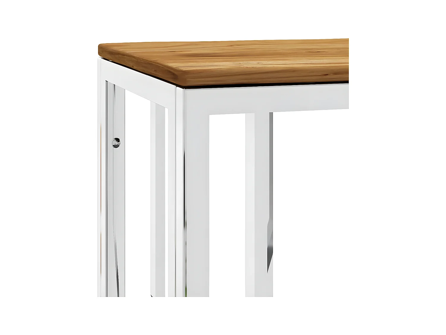 Table console argenté acier inoxydable et bois massif d'acacia GHR98768