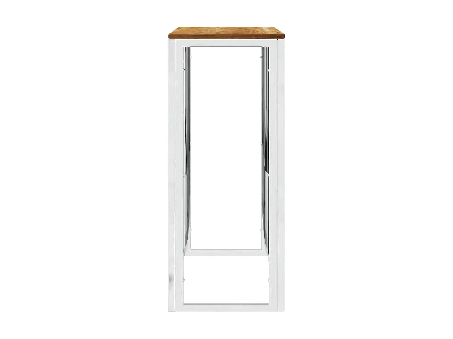 Table console argenté acier inoxydable et bois massif d'acacia GHR98768