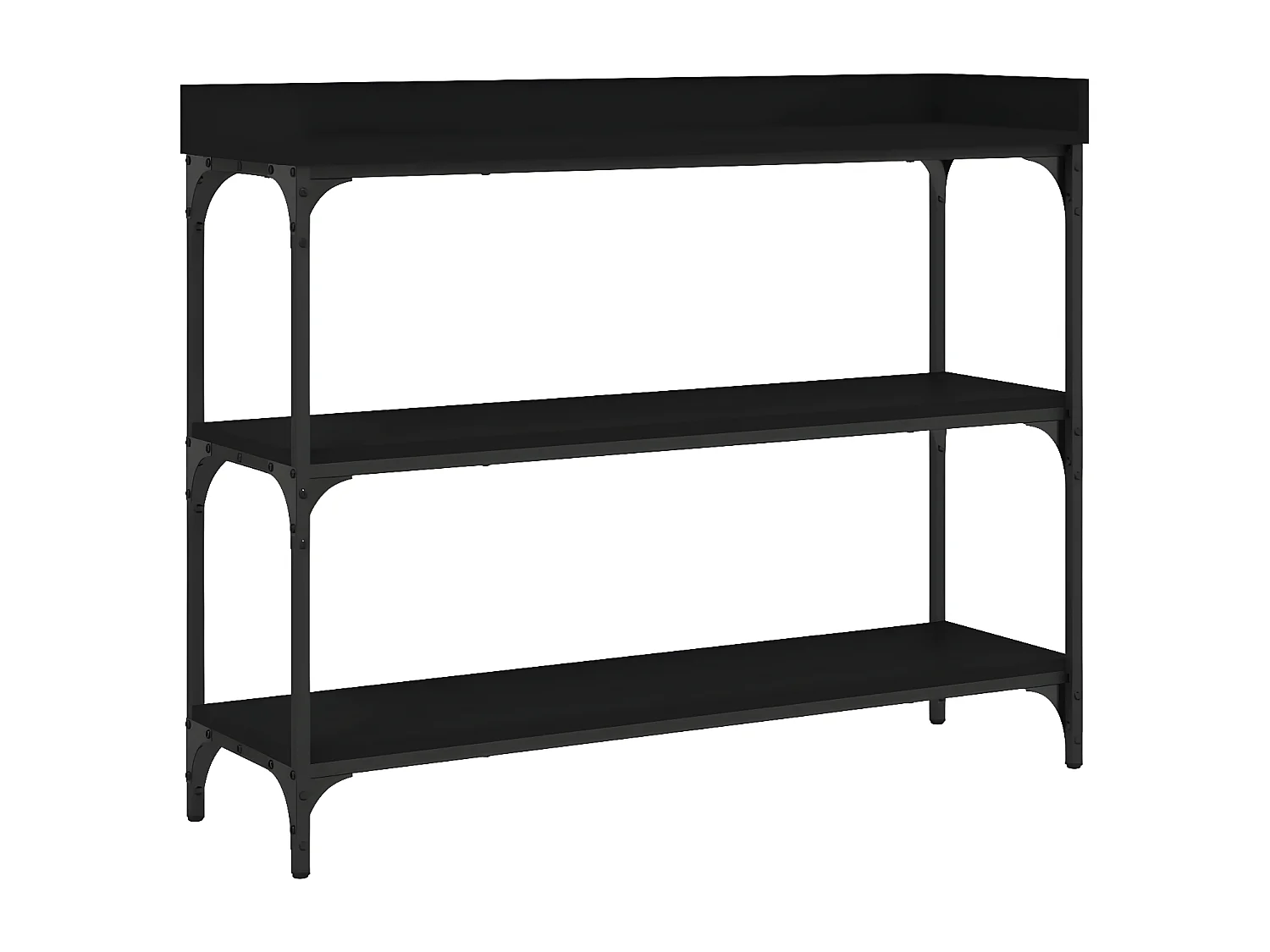 Table console avec étagères noir 100x30x80 cm GHR69618