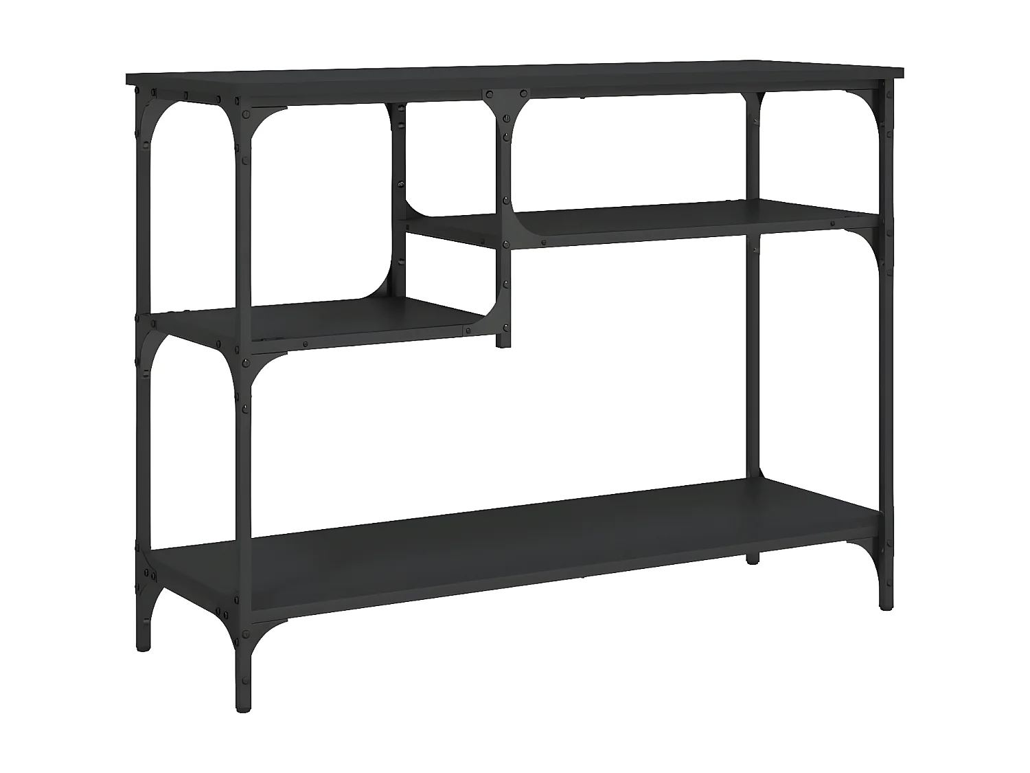Table console avec étagères noir 100x35x75 cm GHR93885