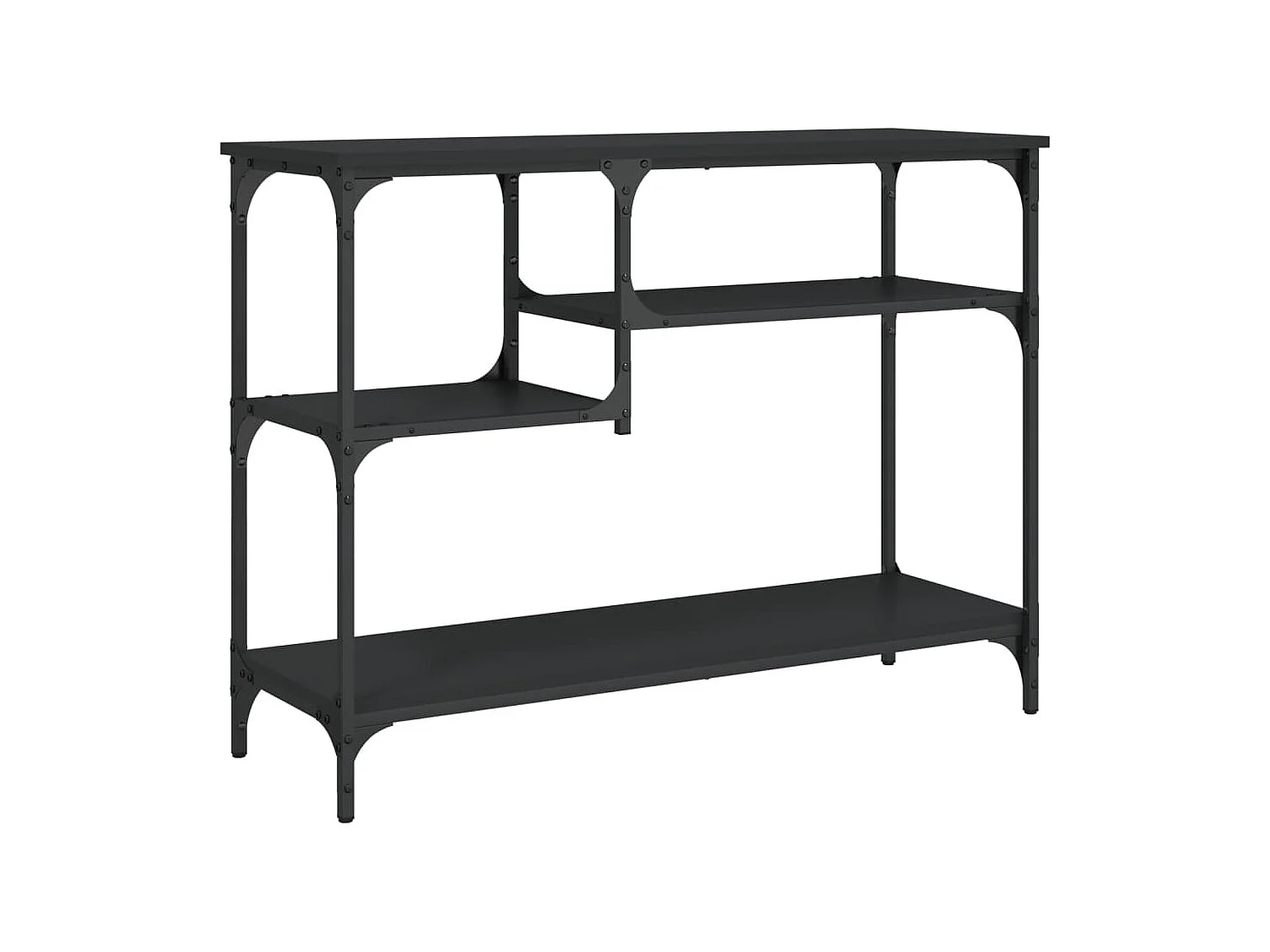 Table console avec étagères noir 100x35x75 cm GHR93885