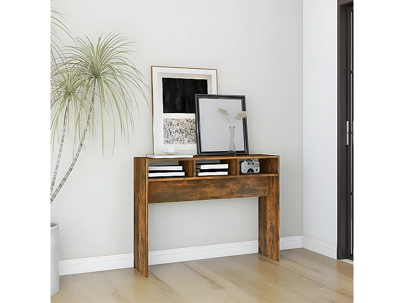 Table console Chêne fumé 105x30x80 cm Bois d'ingénierie GHR25537