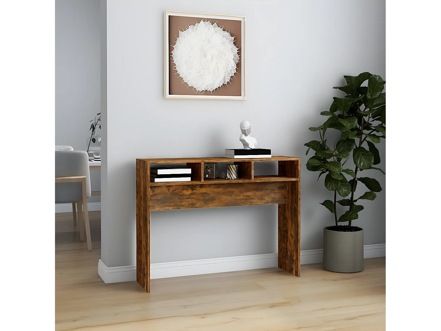 Table console Chêne fumé 105x30x80 cm Bois d'ingénierie GHR25537