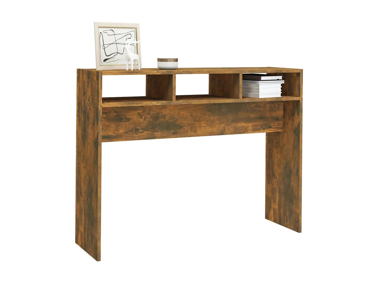 Table console Chêne fumé 105x30x80 cm Bois d'ingénierie GHR25537