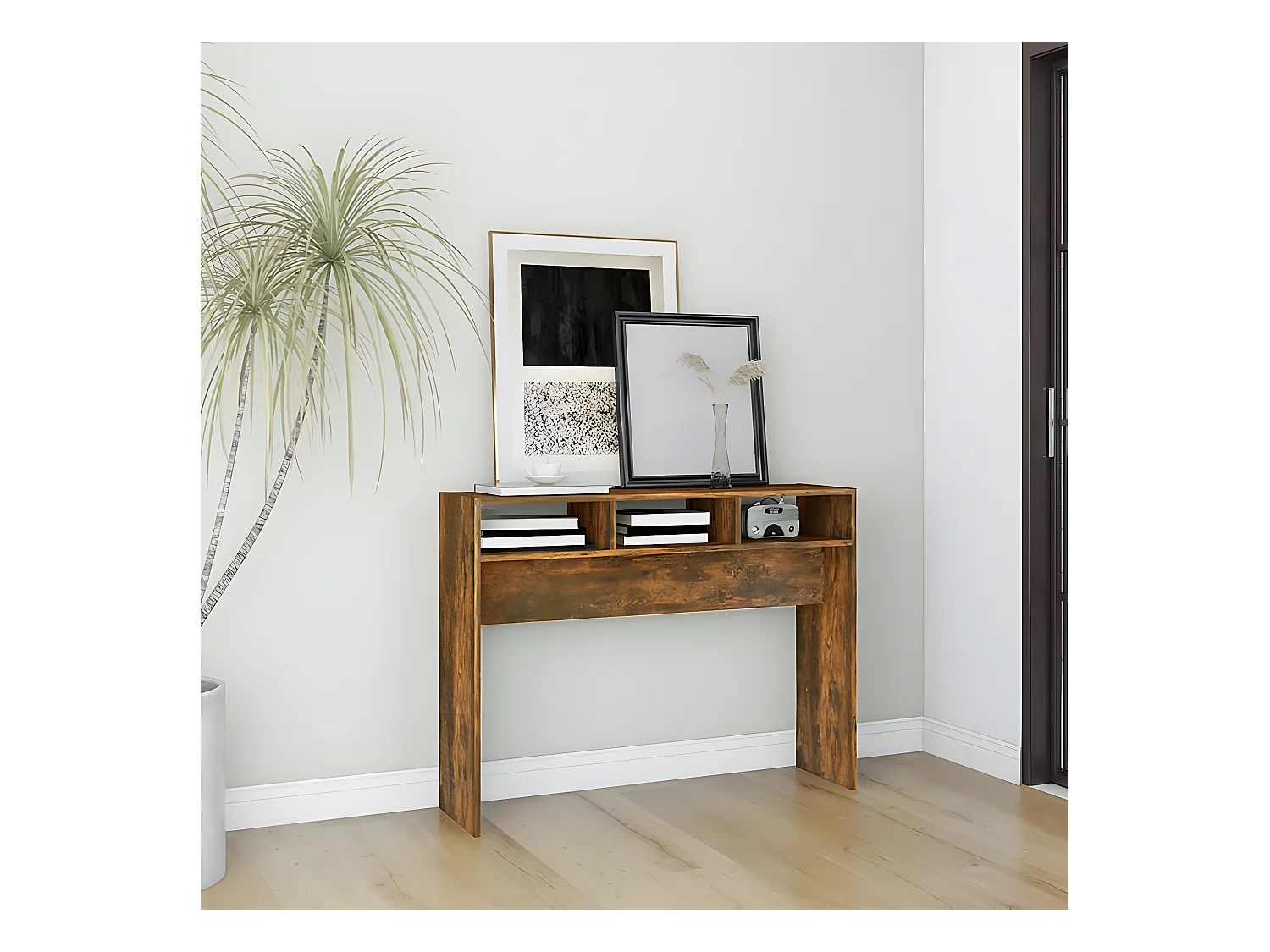 Table console Chêne fumé 105x30x80 cm Bois d'ingénierie GHR25537