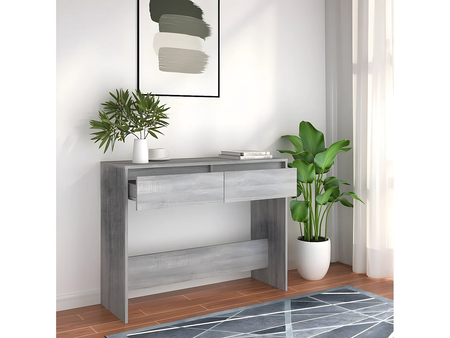 Table console Sonoma gris 100x35x76,5 cm Aggloméré GHR89808
