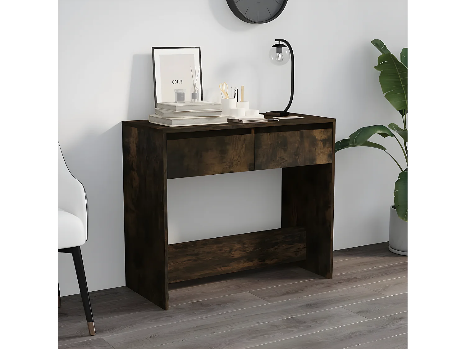 Mesa consola 89x41x76,5 aglomerado cor carvalho fumado PT422544