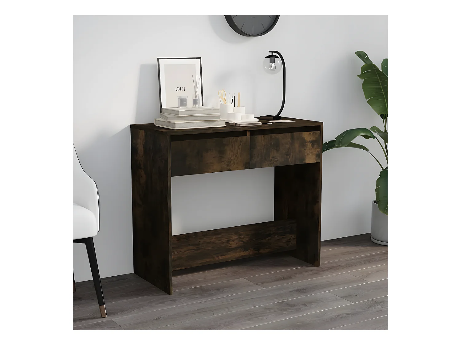 Table console Chêne fumé 89x41x76,5 cm Acier GHR35619