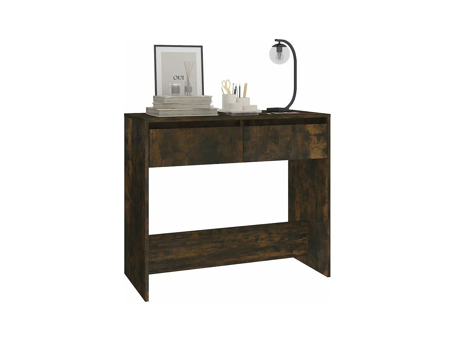 Table console Chêne fumé 89x41x76,5 cm Acier GHR35619