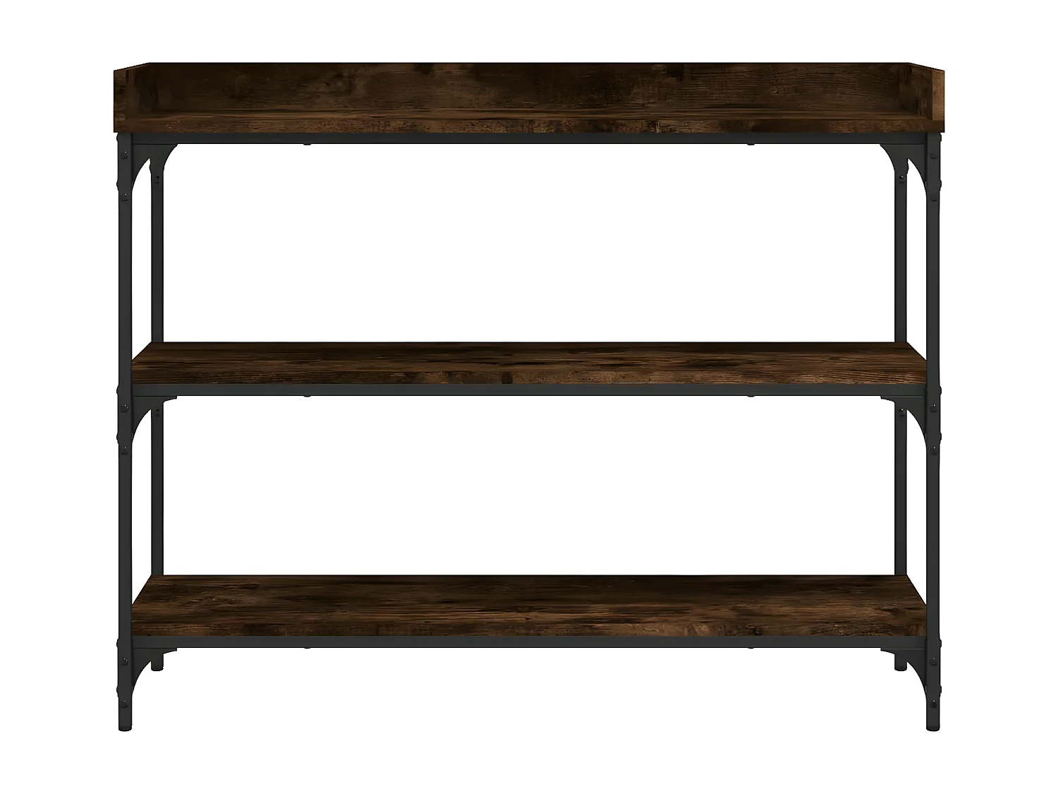 Table console avec étagères chêne fumé 100x30x80 cm GHR79032