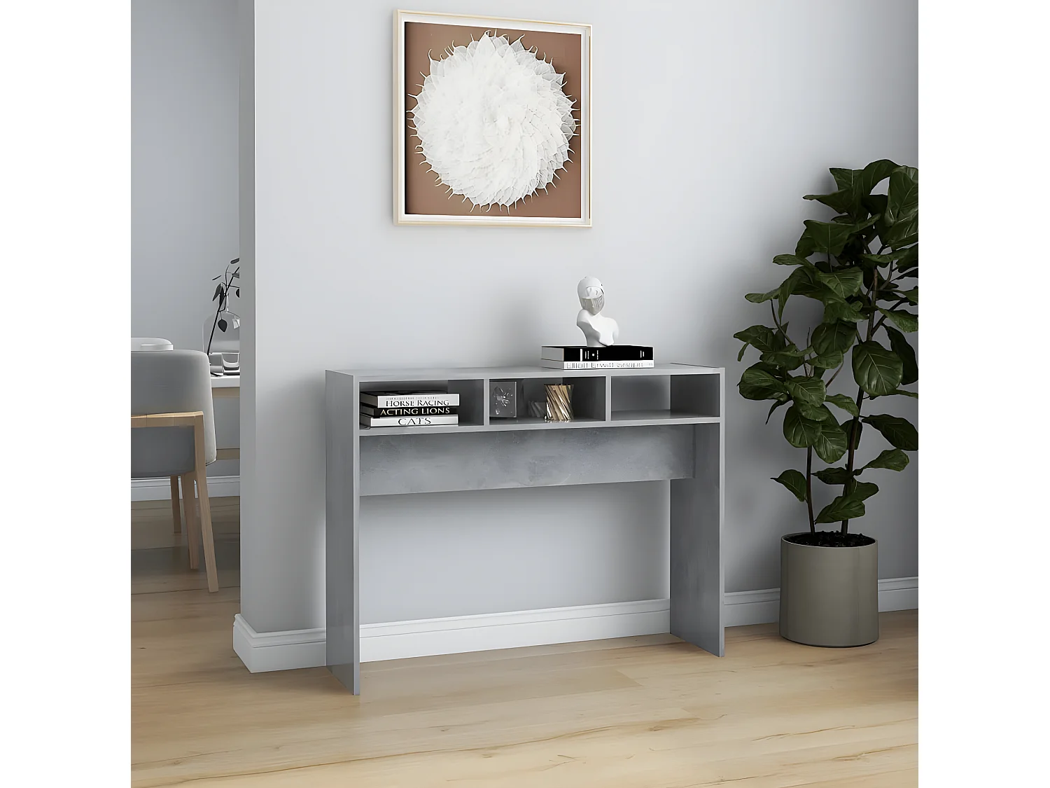 Table console Gris béton 105x30x80 cm Aggloméré GHR16310