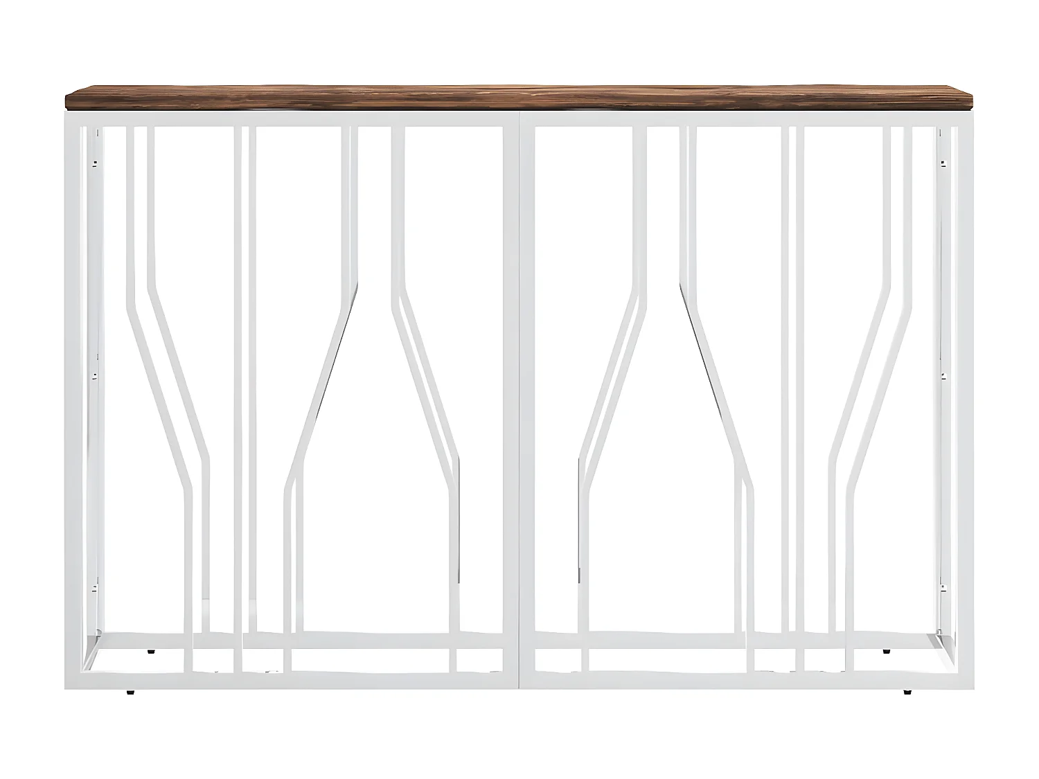 Table console acier inoxydable et bois massif de récupération GHR72791