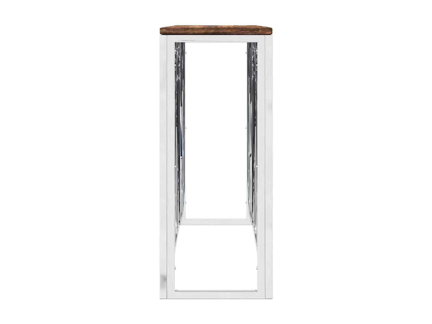 Table console acier inoxydable et bois massif de récupération GHR72791