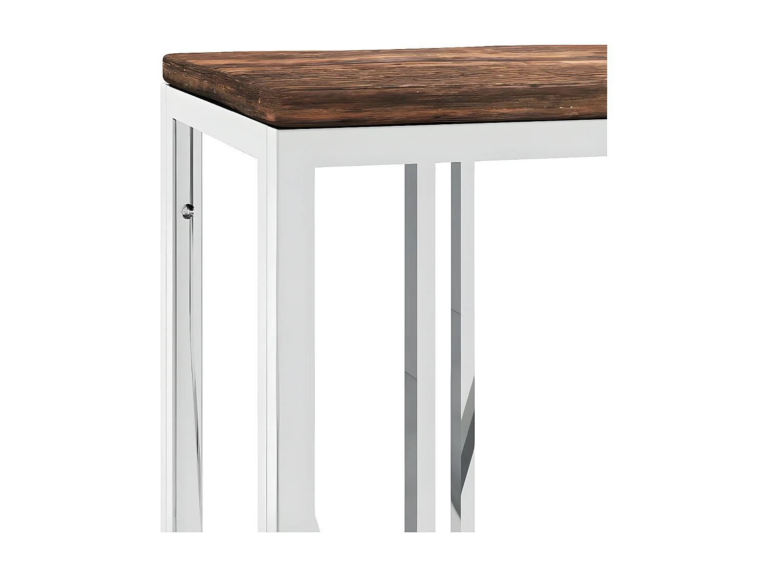Table console acier inoxydable et bois massif de récupération GHR72791