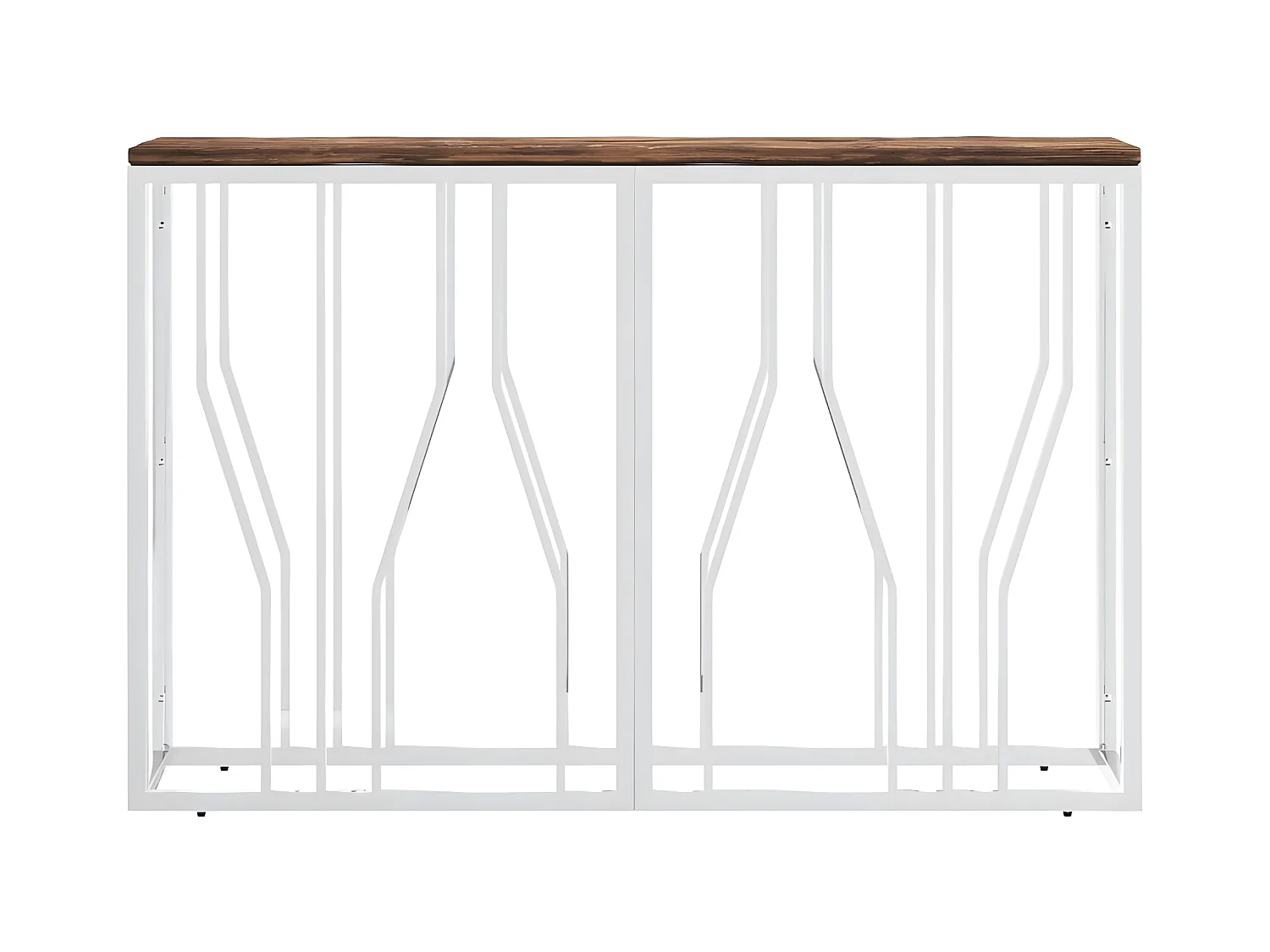 Table console acier inoxydable et bois massif de récupération GHR72791