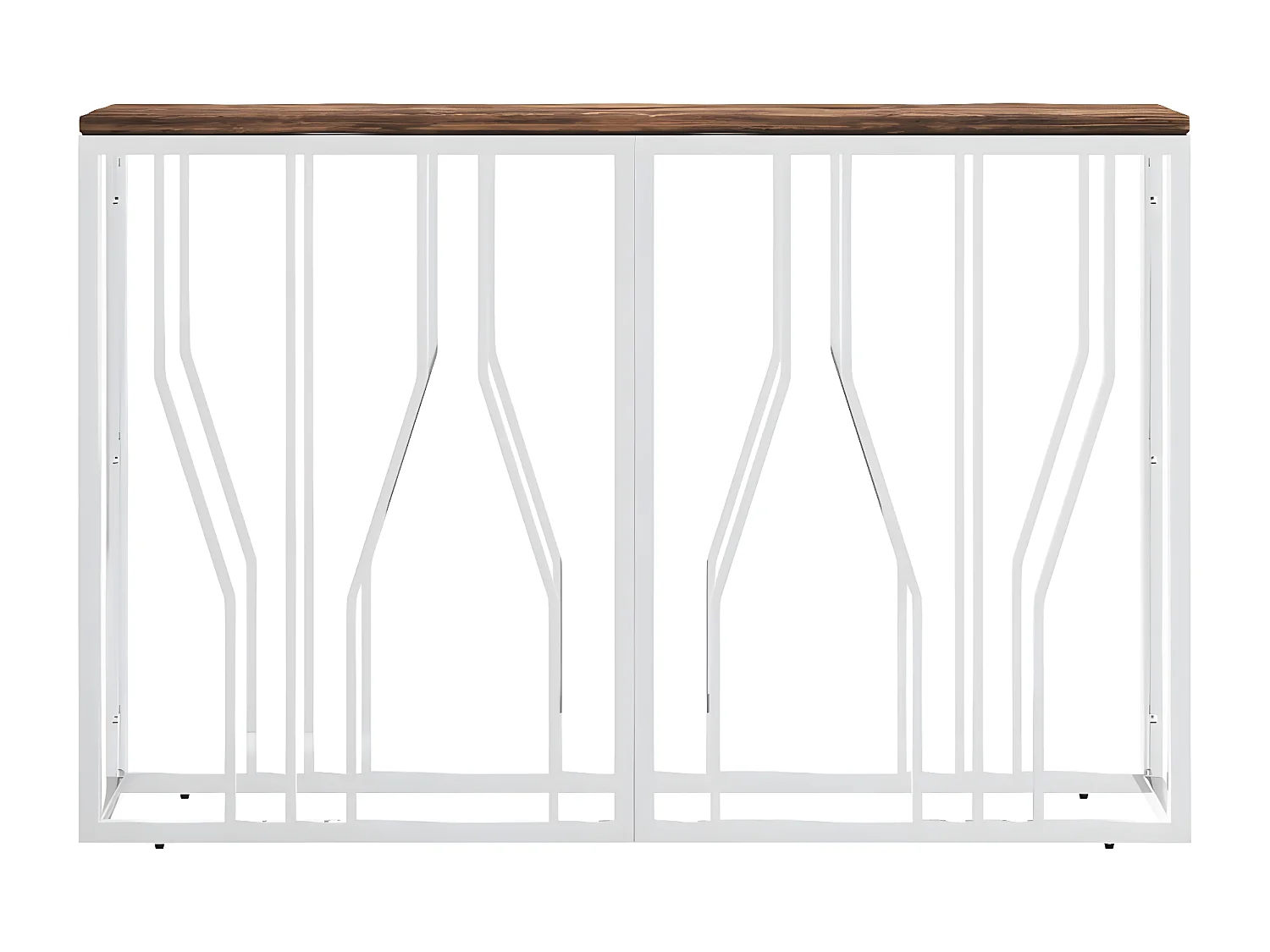 Mesa consola acero inoxidable y madera maciza reciclada ES560498