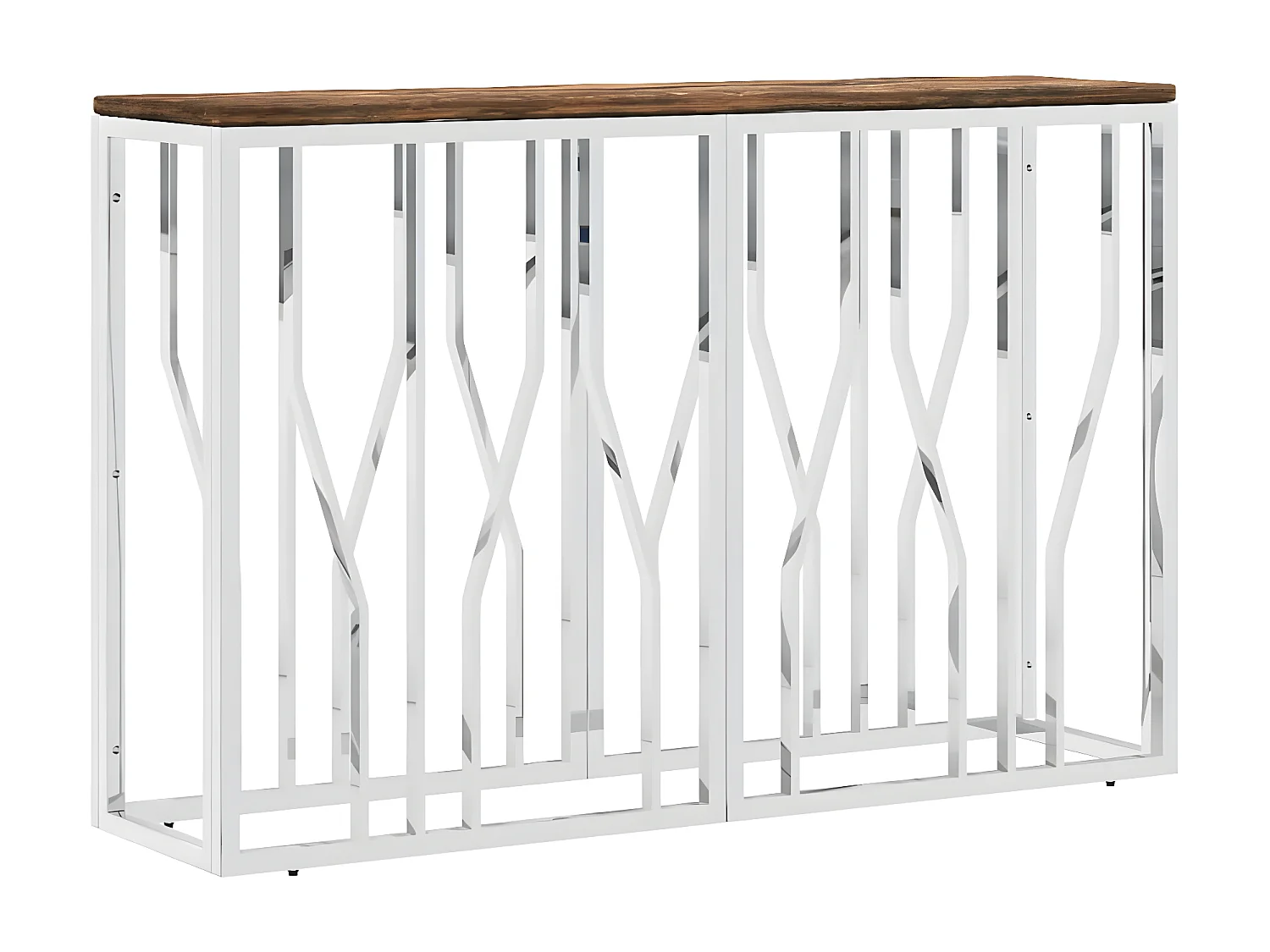 Mesa consola acero inoxidable y madera maciza reciclada ES560498