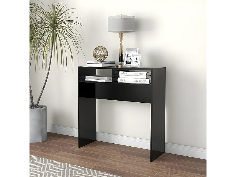 Mesa consola 78x30x80 cm derivados de madeira preto PT242861