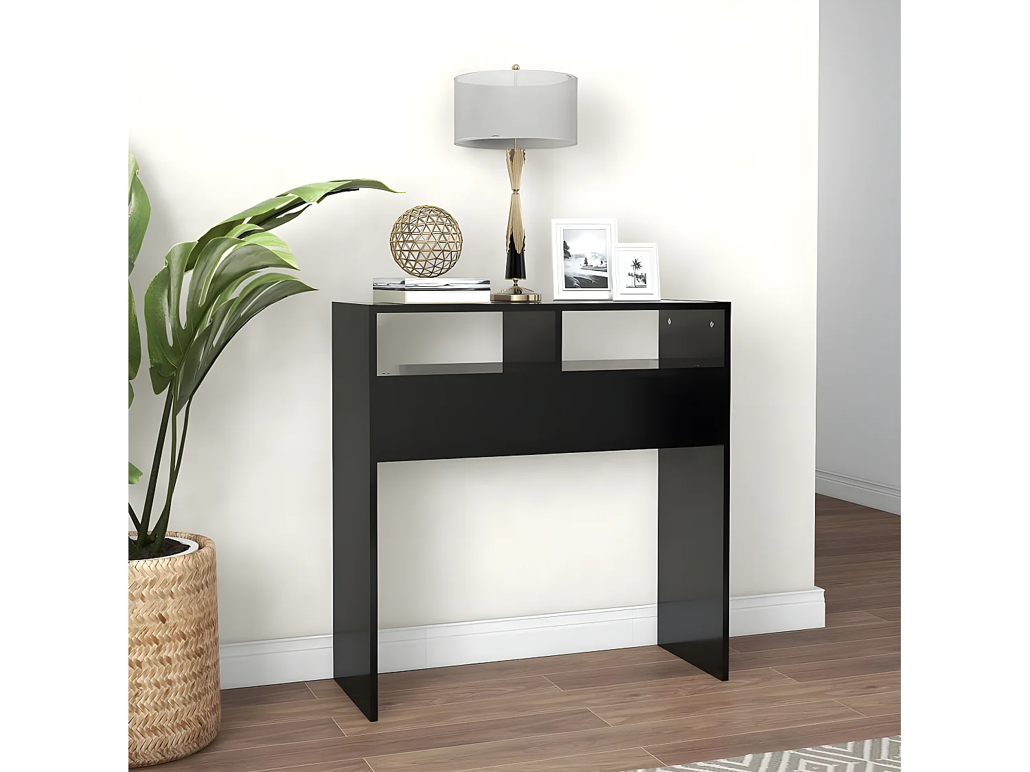 Table console Noir 78x30x80 cm Aggloméré GHR45655