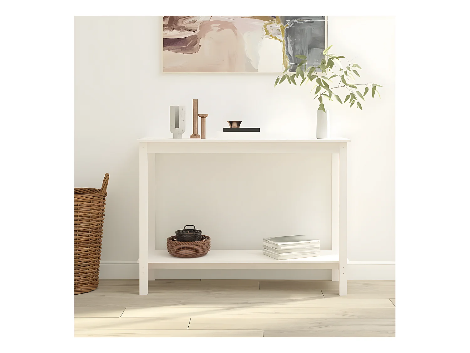 Table console Blanc 110x40x80 cm Bois massif de pin GHR47896