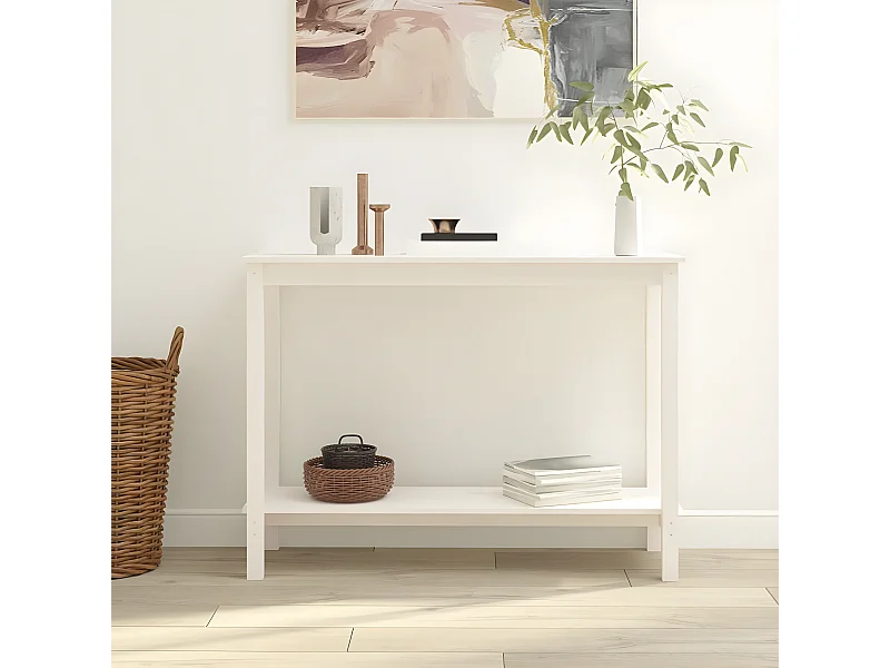 Konsolentisch,Flurtisch Weiß 110x40x80 cm Massivholz Kiefer -gkd357899