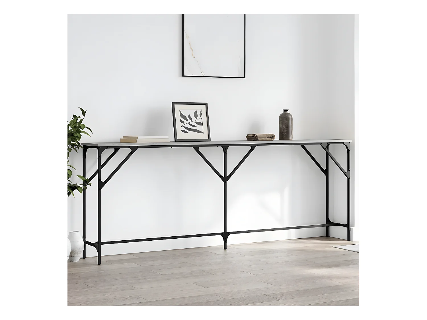 Table console sonoma gris 200x29x75 cm bois d'ingénierie GHR51488