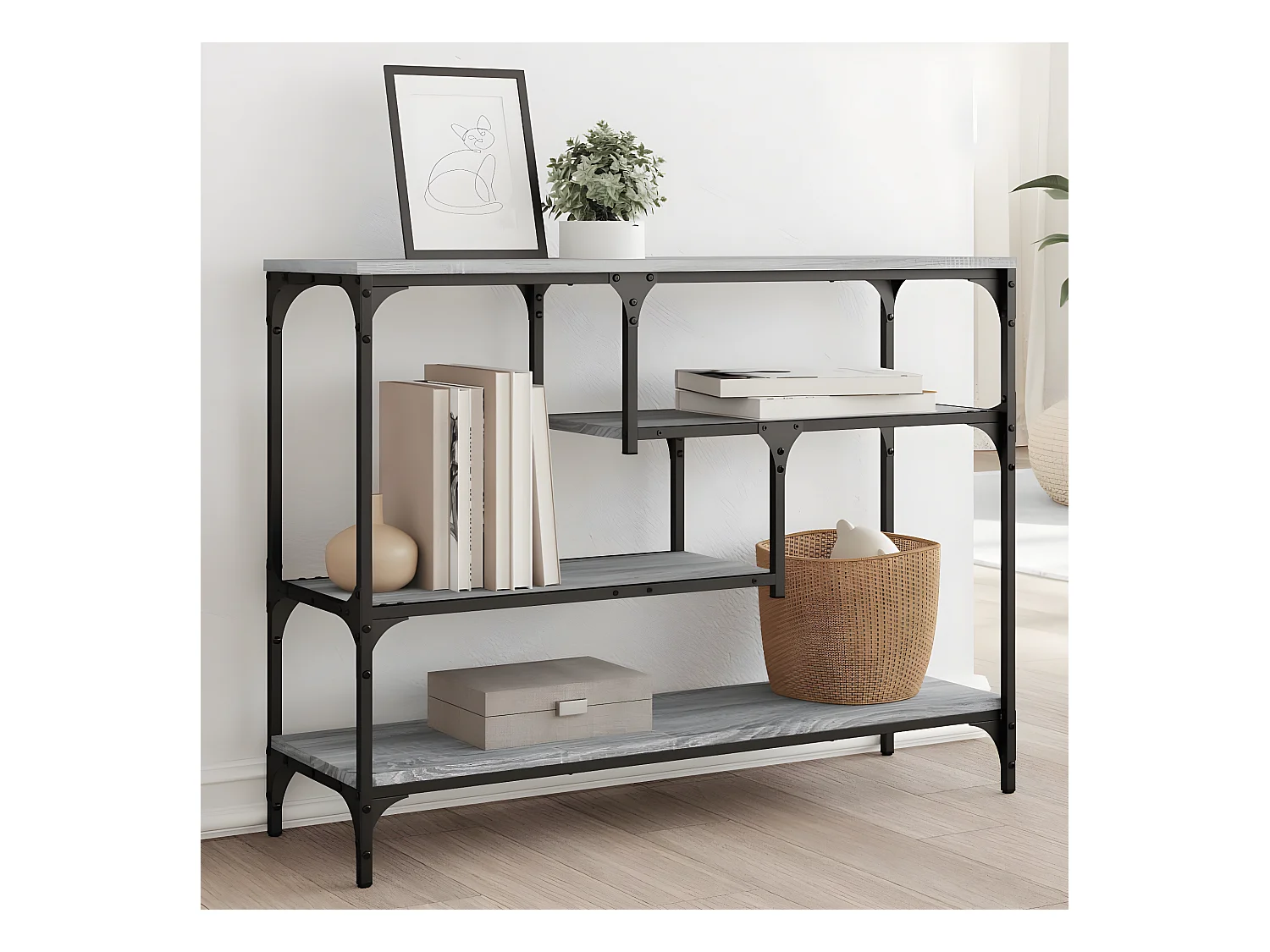 Mesa consola 100x30x75 cm derivados de madeira cinzento sonoma PT225922