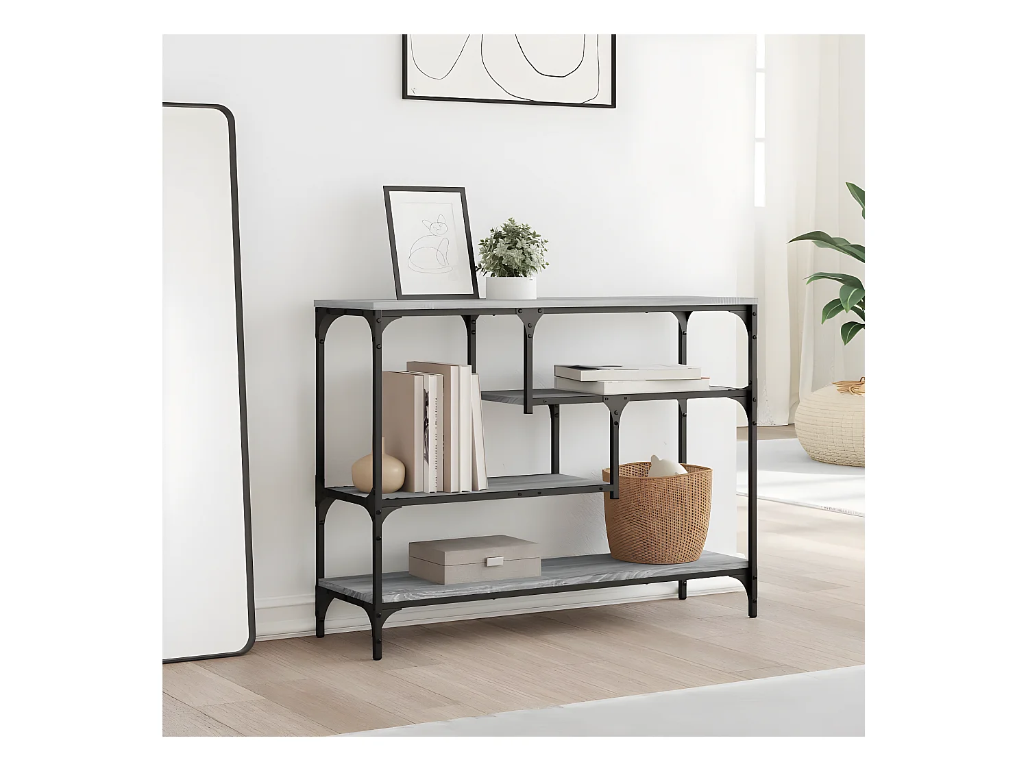 Mesa consola 100x30x75 cm derivados de madeira cinzento sonoma PT225922