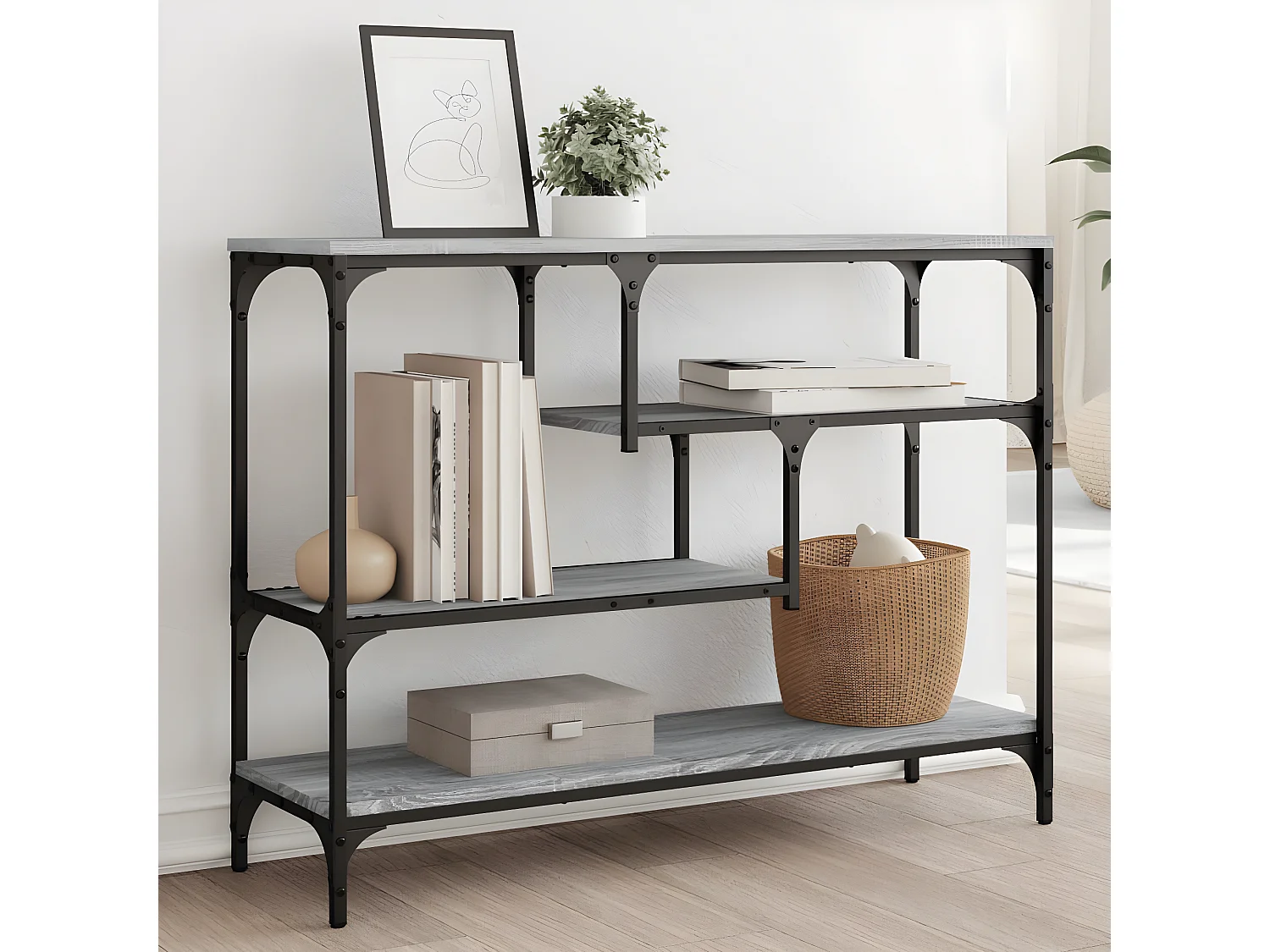 Table console sonoma gris 100x30x75 cm bois d'ingénierie GHR67416