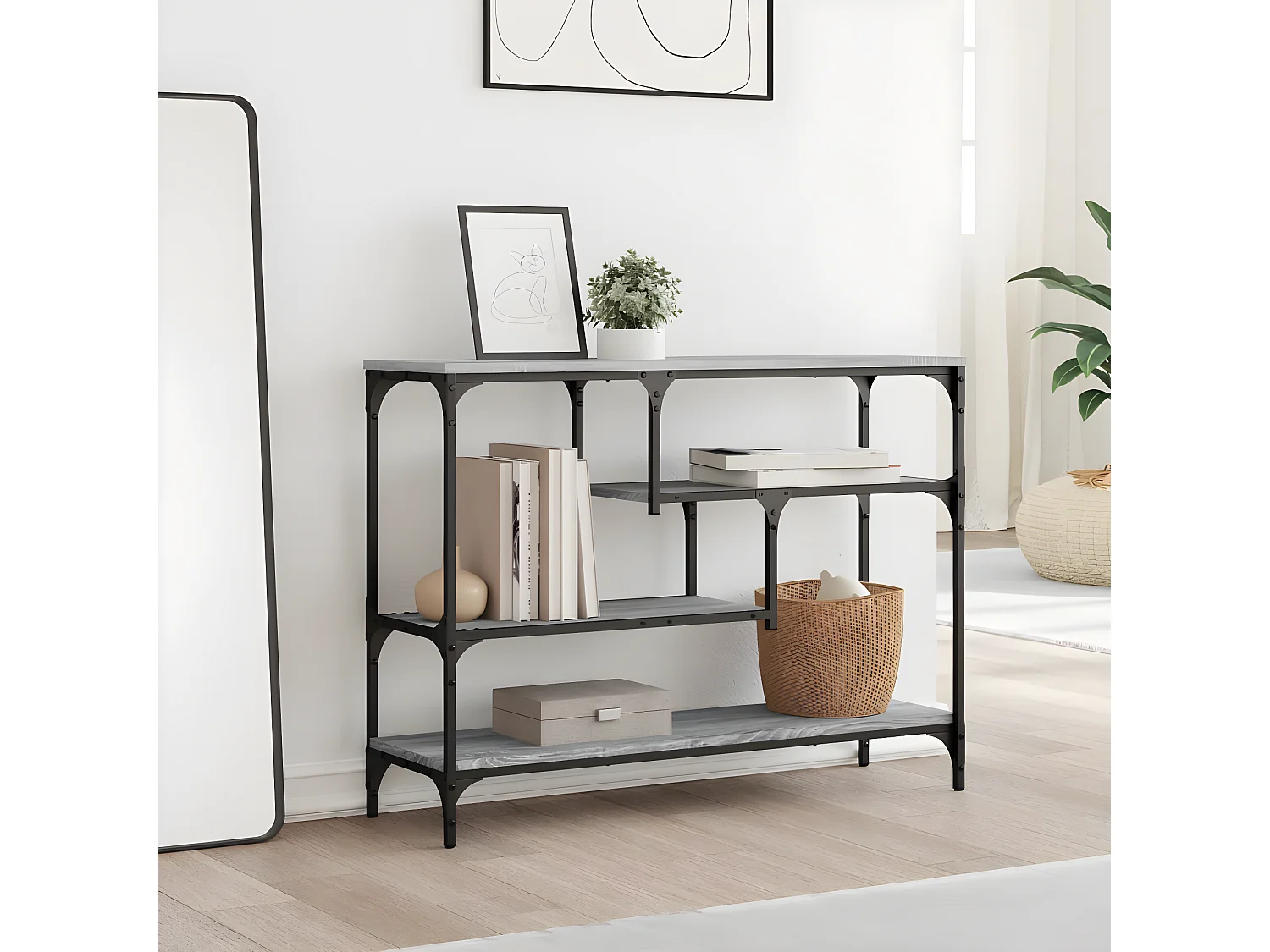 Table console sonoma gris 100x30x75 cm bois d'ingénierie GHR67416