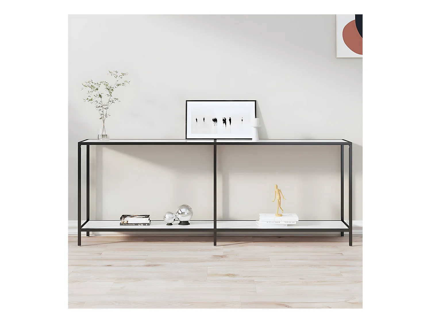 Table console Blanc 200x35x75,5 cm Verre trempé GHR34271