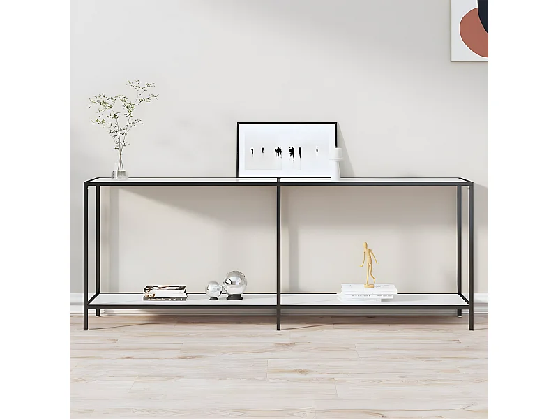 Mesa consola branco 200x35x75,5 cm vidro temperado PT291110