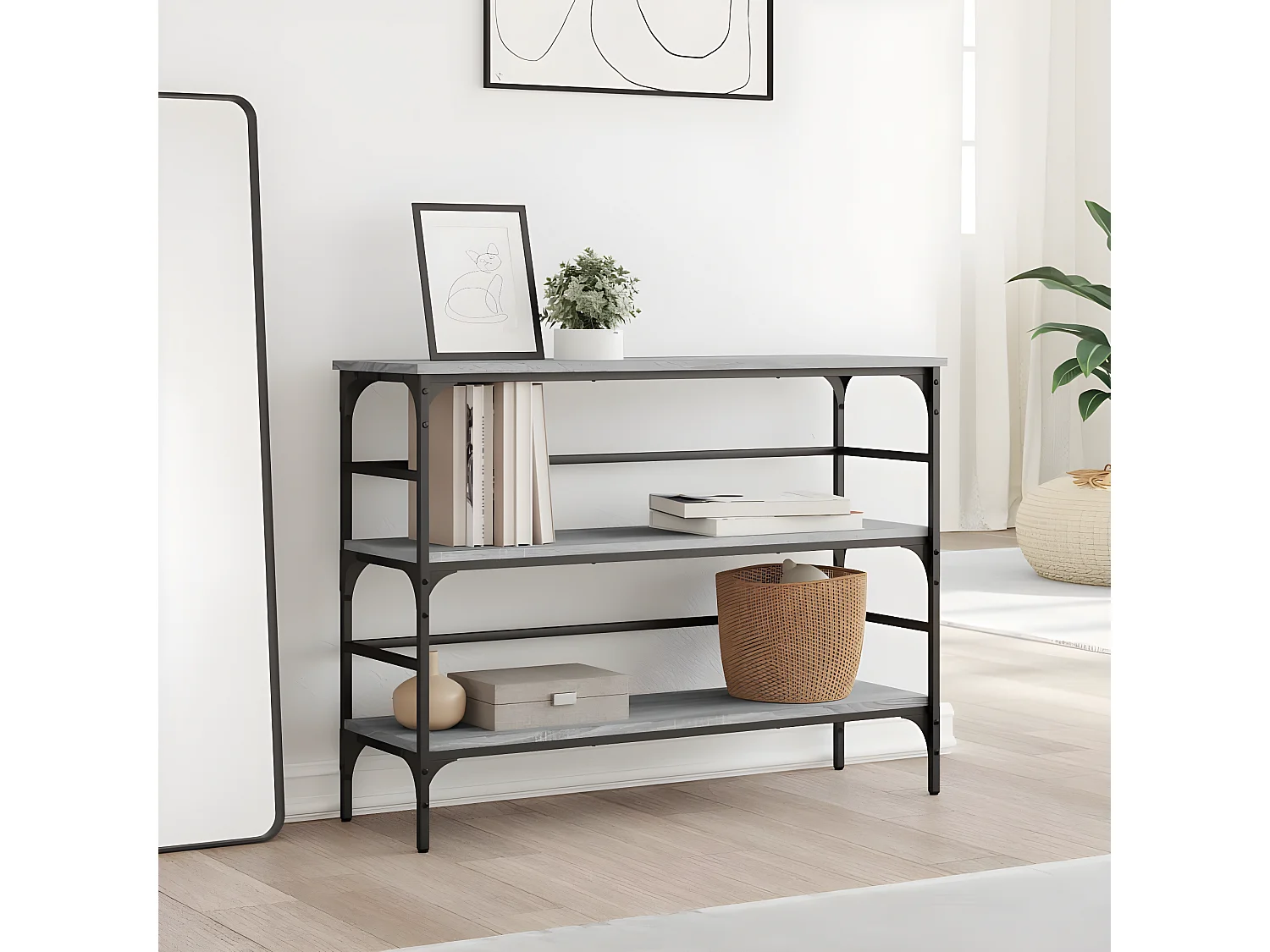 Mesa consola 100x32x75 cm derivados de madeira cinzento sonoma PT388802