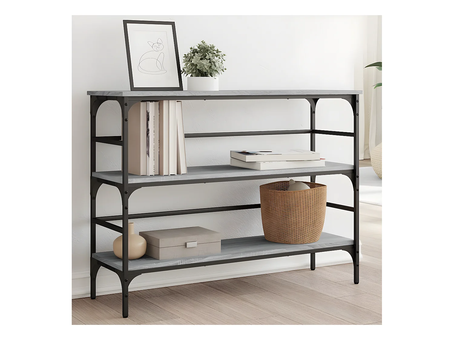 Table console sonoma gris 100x32x75 cm bois d'ingénierie GHR31799