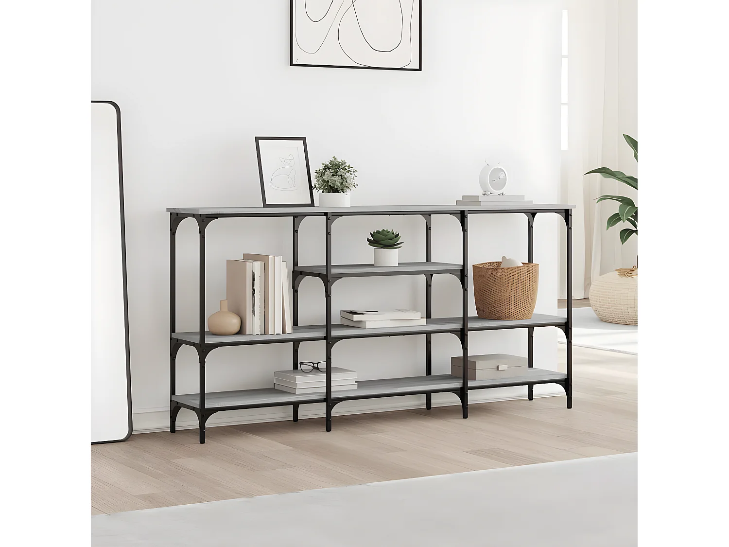 Table console sonoma gris 160x29x80 cm bois d'ingénierie GHR86774