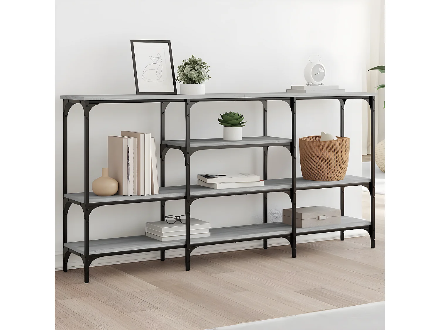 Table console sonoma gris 160x29x80 cm bois d'ingénierie GHR86774