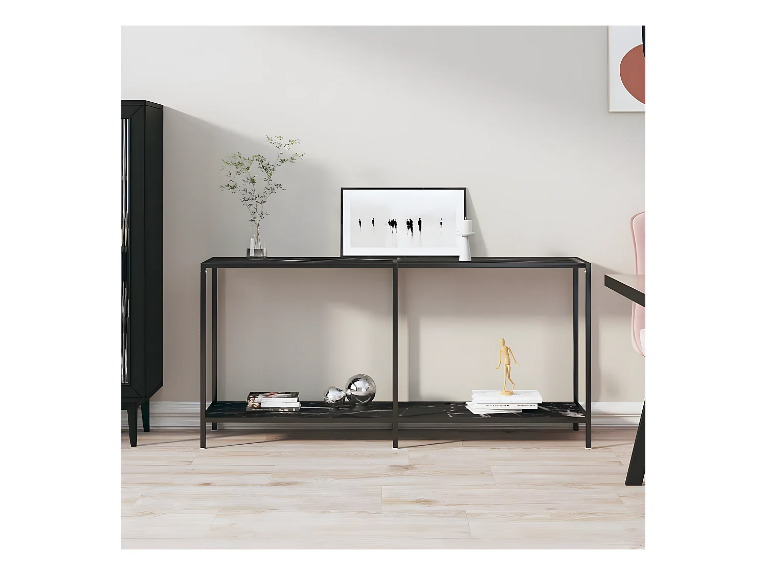 Table console Noir 160x35x75,5 cm Verre trempé GHR34585