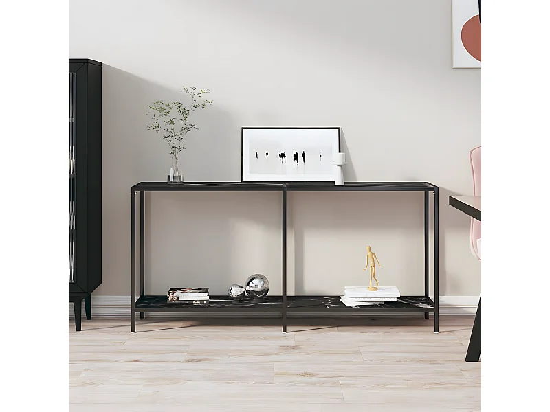 Konsolentisch,Flurtisch Schwarz 160x35x75,5 cm cm Hartglas -gkd608821